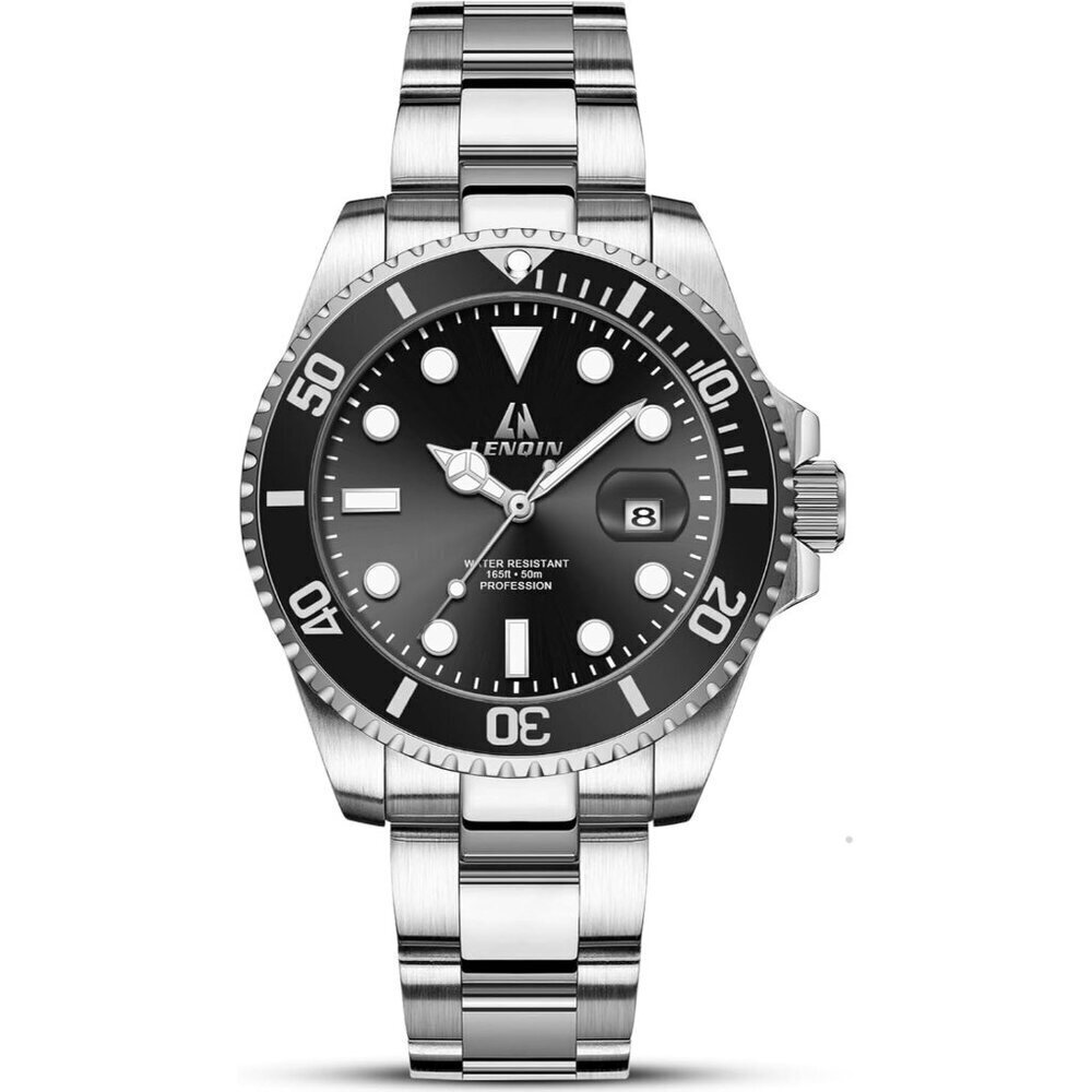 ⚡Silver Black Waterproof Analog Quartz Watch Men's Wrist Fashion Casual